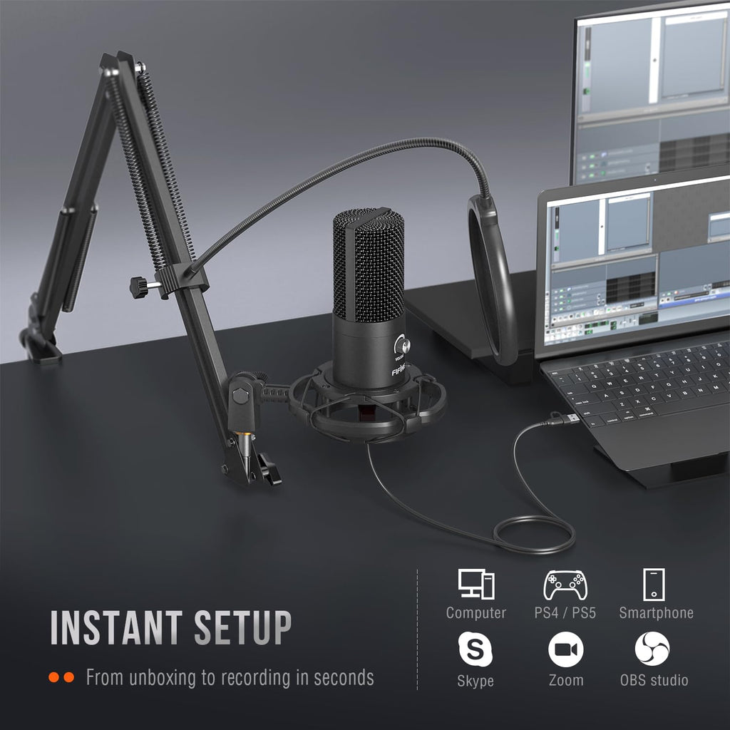 USB Condenser Gaming Microphone for Streaming and Recording