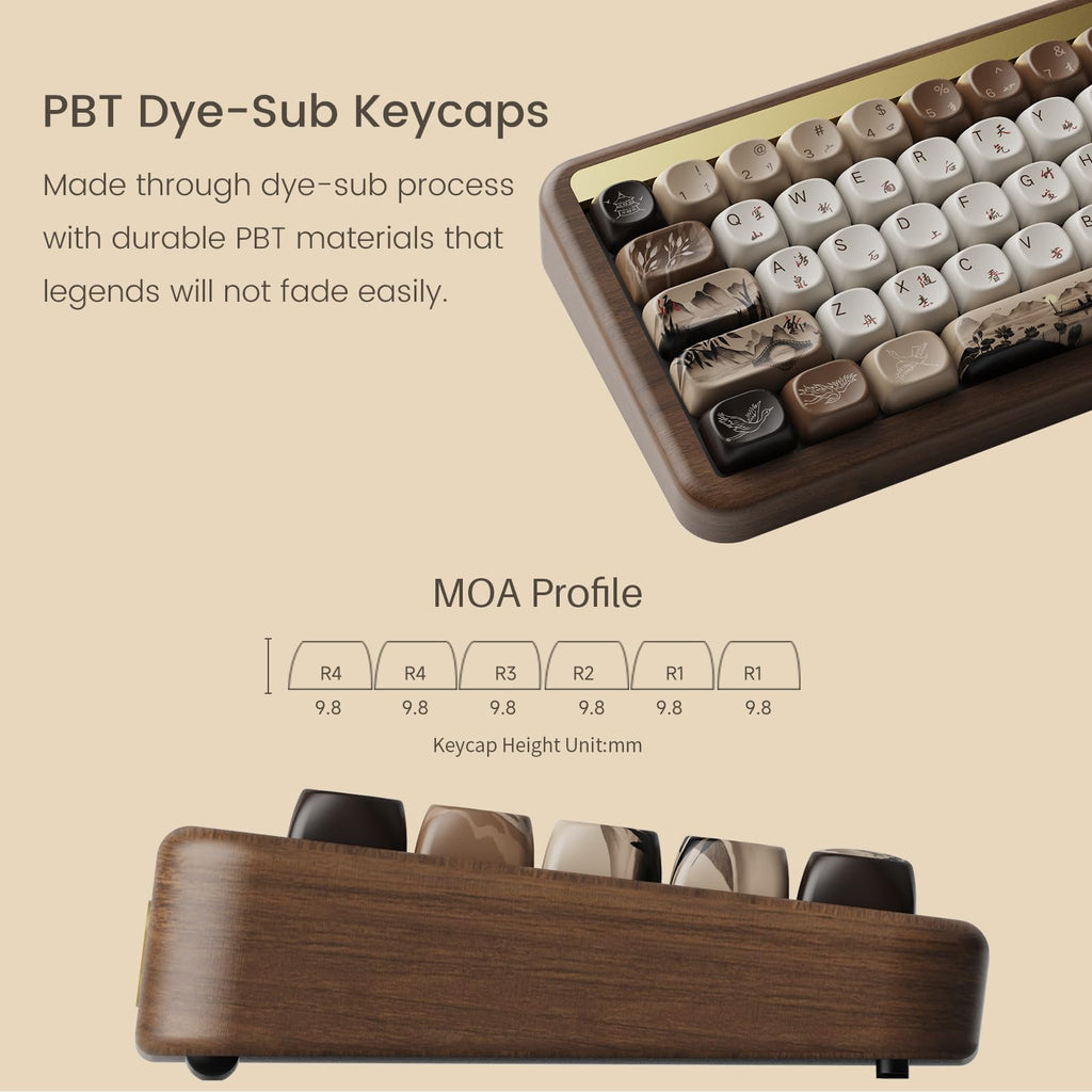 Wireless Mechanical Gaming Keyboard with Wood Frame