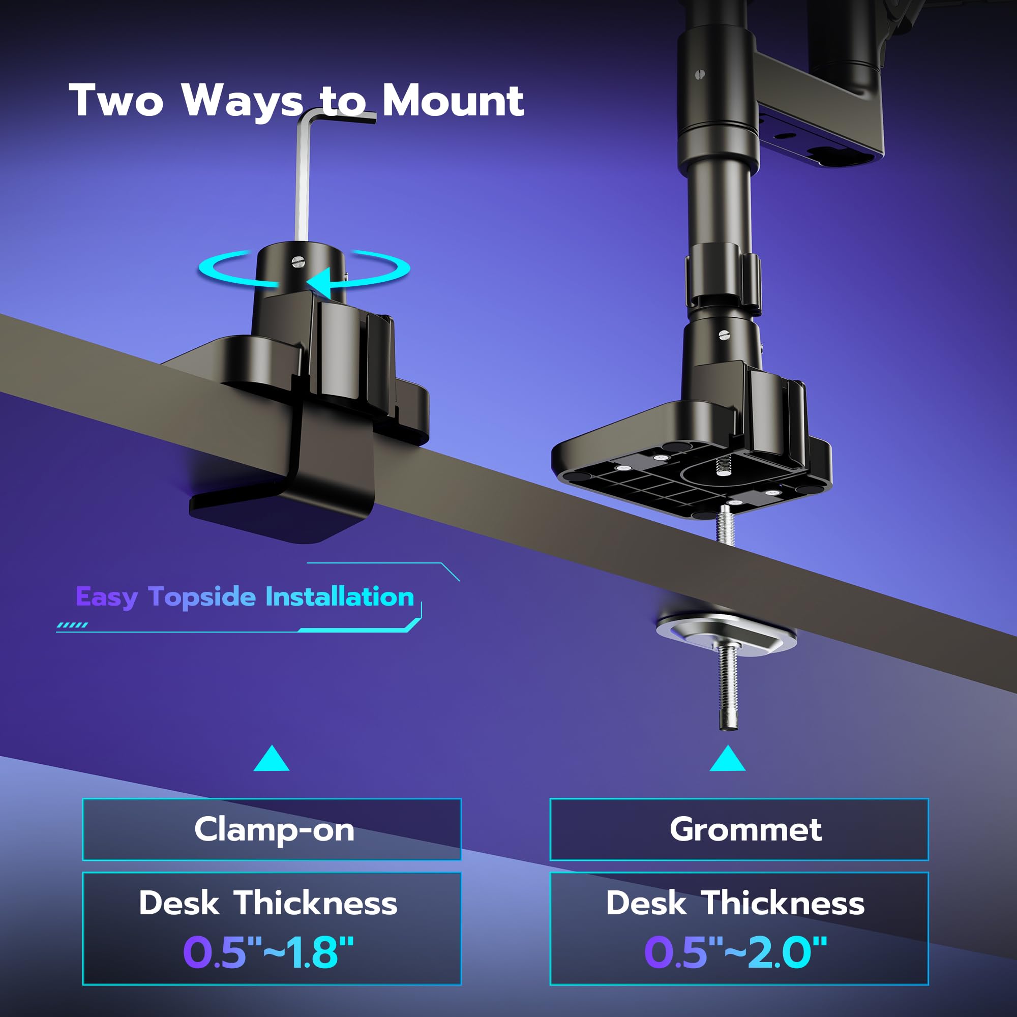 Monitor Arm Vertical Mount for 17 to 49 Inch Screens