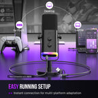 USB XLR Gaming Microphone with RGB and Mute Control