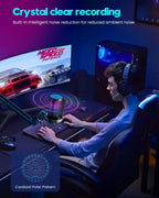 USB Gaming Microphone with Boom Arm and RGB Lighting