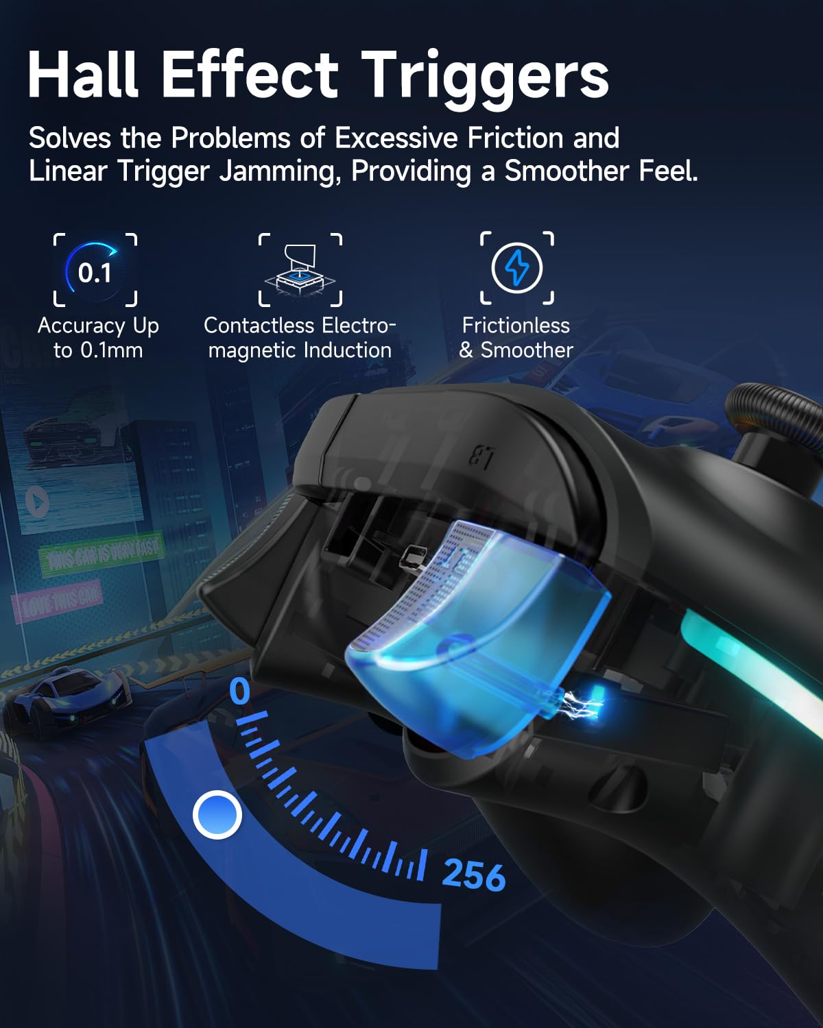 Wireless Gaming Controller with Hall Sticks and RGB