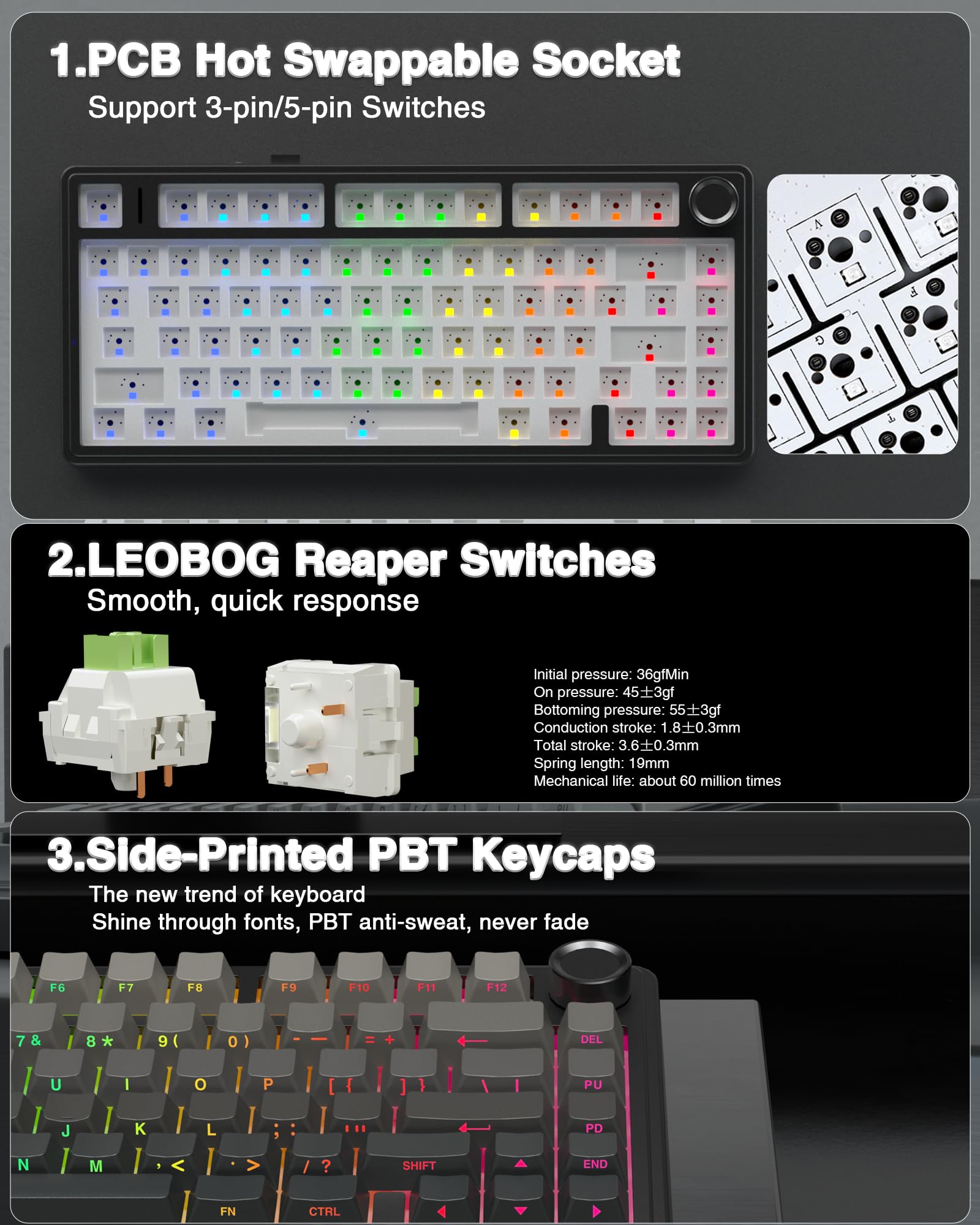 Wireless Gaming Keyboard with RGB and Hot Swap Switches
