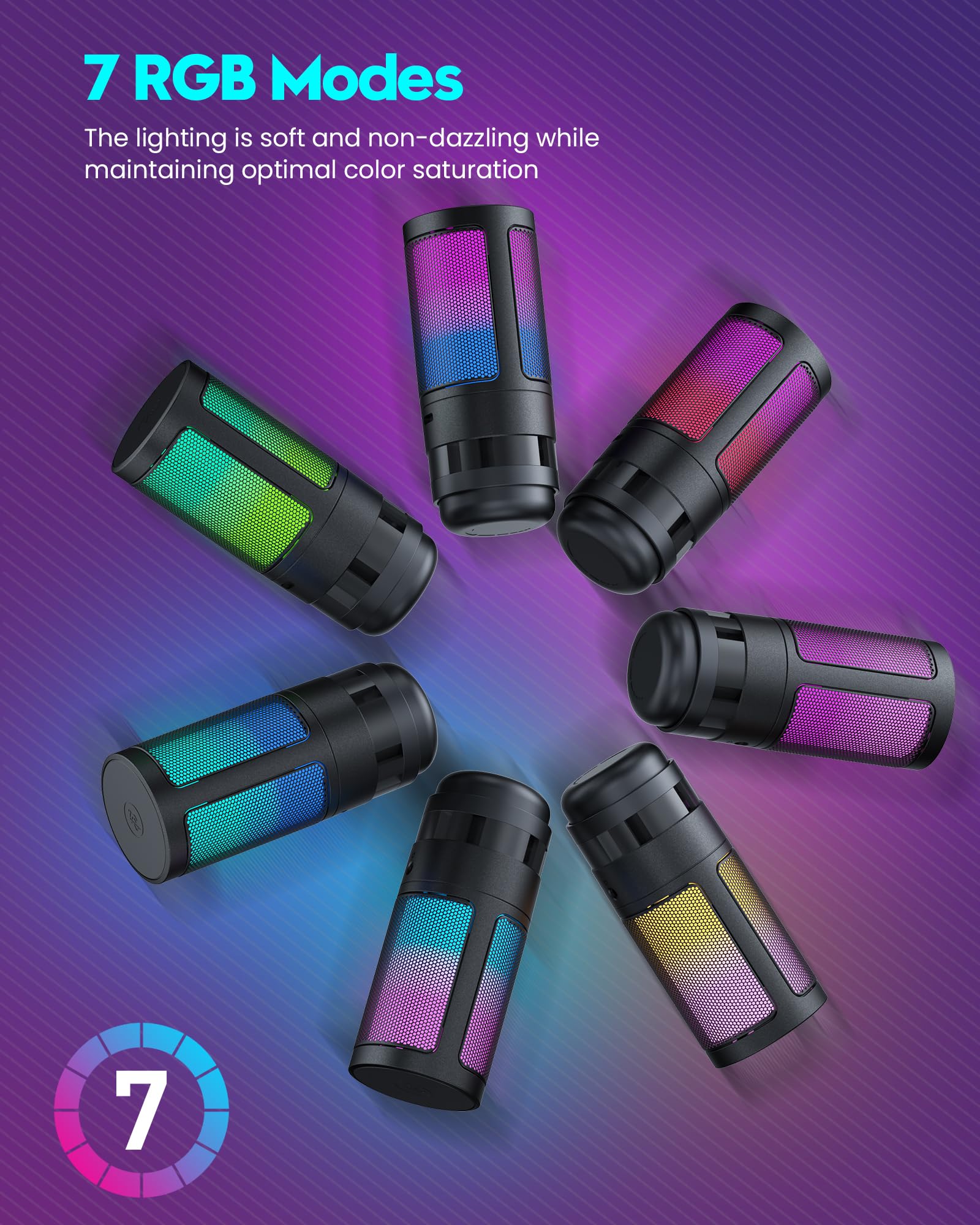 USB Gaming Microphone with Boom Arm and RGB Lighting