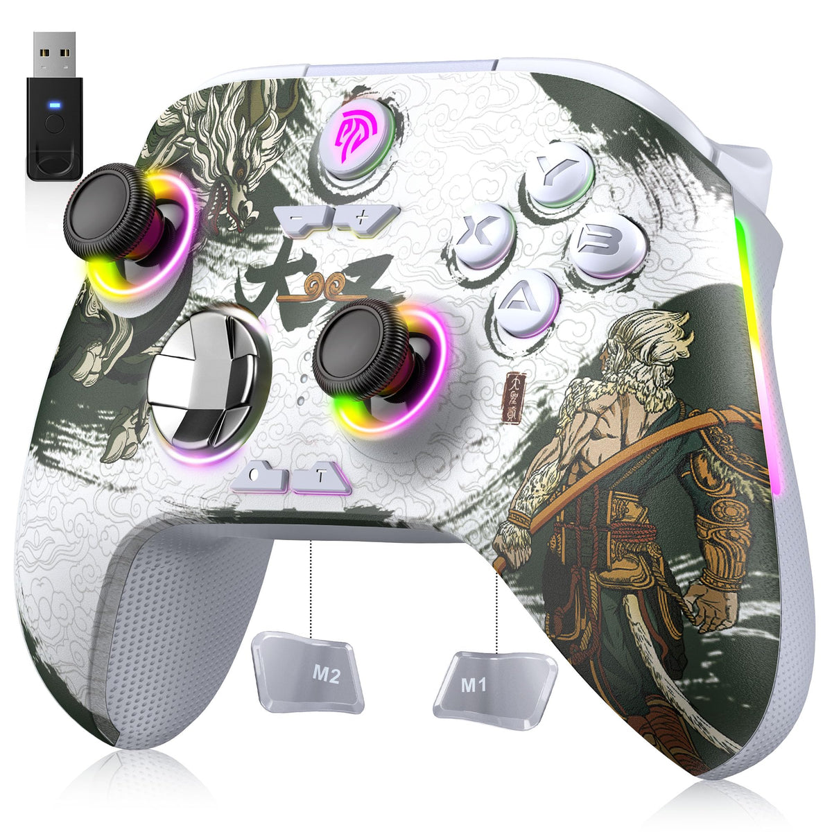 Wireless Gaming Controller with Hall Sticks and RGB