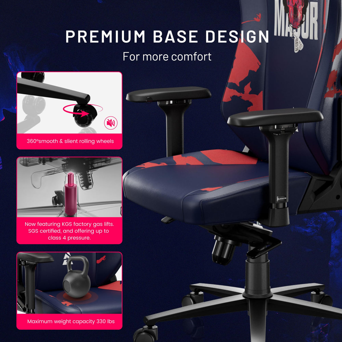 Gaming Chair with Magnetic Pillow and Lumbar Support