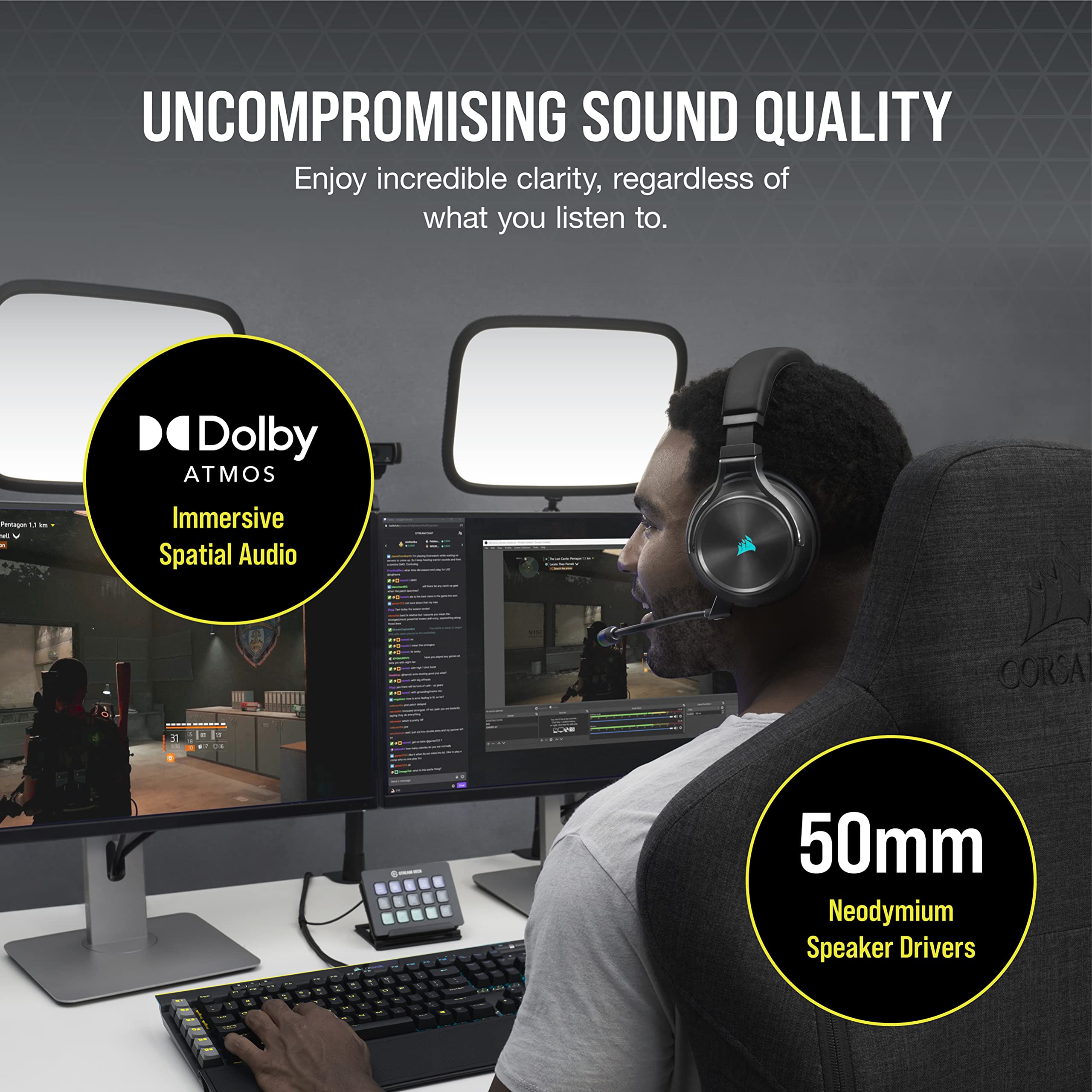 Wireless Gaming Headset with Bluetooth and RGB Audio