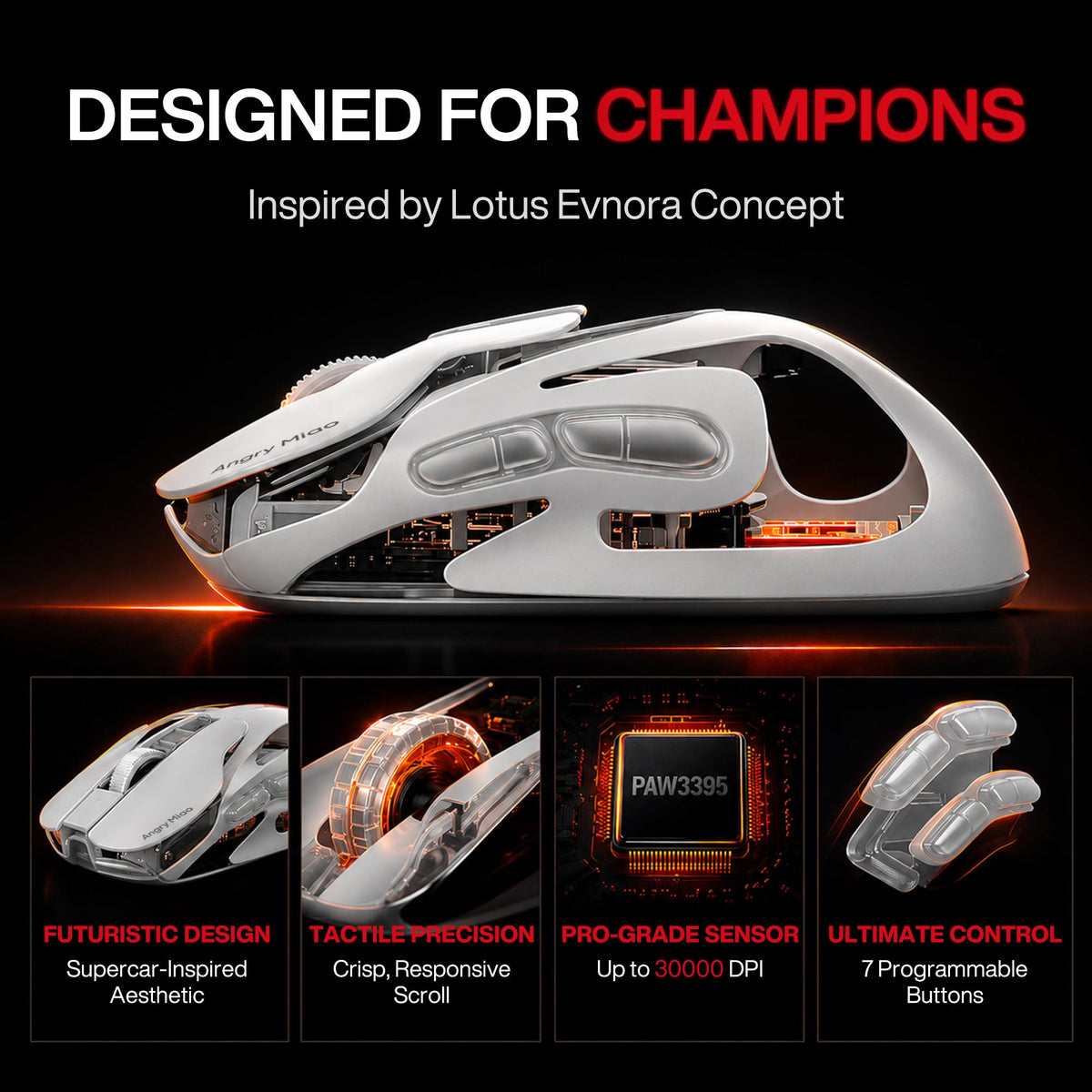 Wireless Gaming Mouse with 30K DPI and 8K Polling