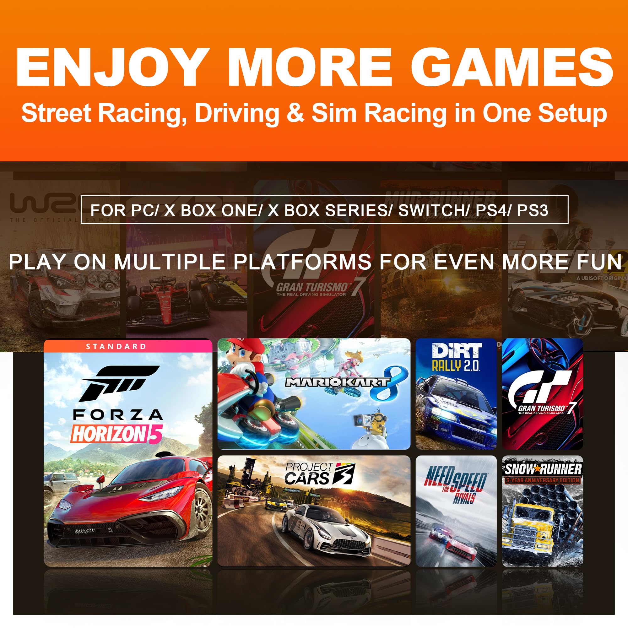 Gaming Racing Wheel with Pedals for PC and Console