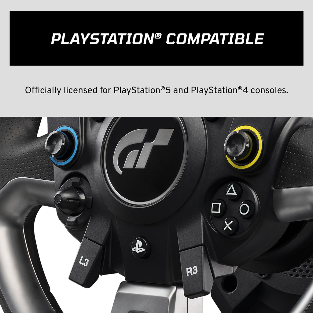 Fanatec Officially Licensed Gran Turismo DD Pro PlayStation Sim Racing Steering Wheel, Base and Pedals – Polyphony Digital Wheel, 5 Nm FluxBarrier Direct Drive, 2-Pedal Set for PC, PS5, PS4