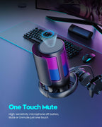 USB Gaming Microphone with Boom Arm and RGB Lighting