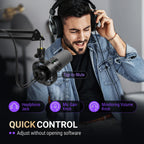USB XLR Gaming Microphone with Boom Arm and Mute