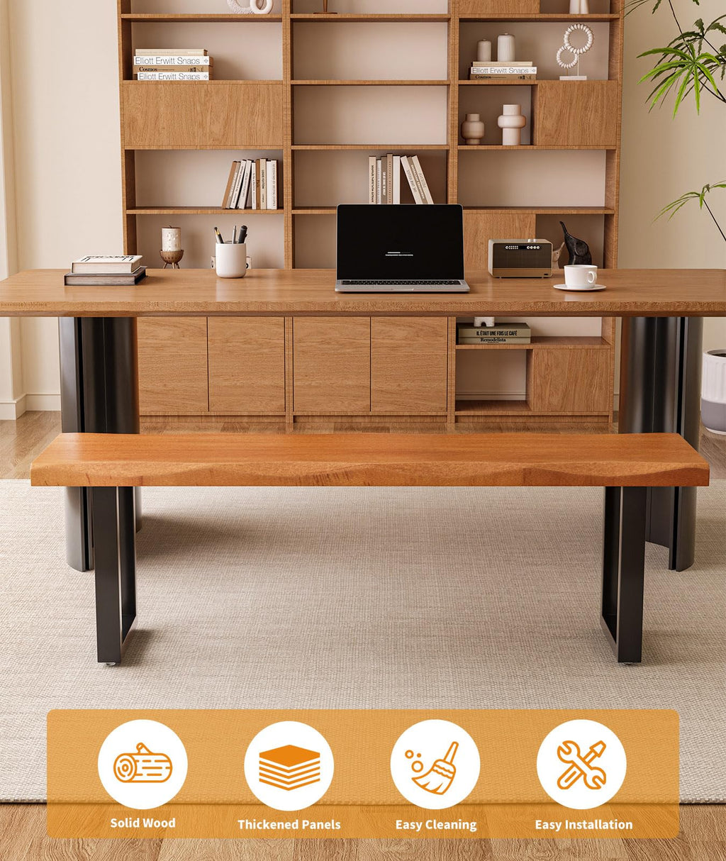 Solid Wood Gaming Desk with Modern Minimalist Design