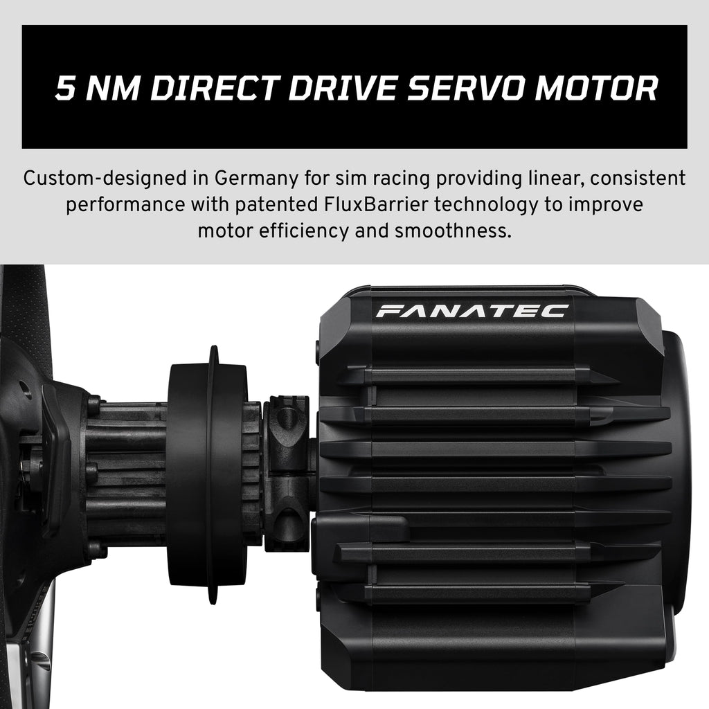 Fanatec Officially Licensed Gran Turismo DD Pro PlayStation Sim Racing Steering Wheel, Base and Pedals – Polyphony Digital Wheel, 5 Nm FluxBarrier Direct Drive, 2-Pedal Set for PC, PS5, PS4