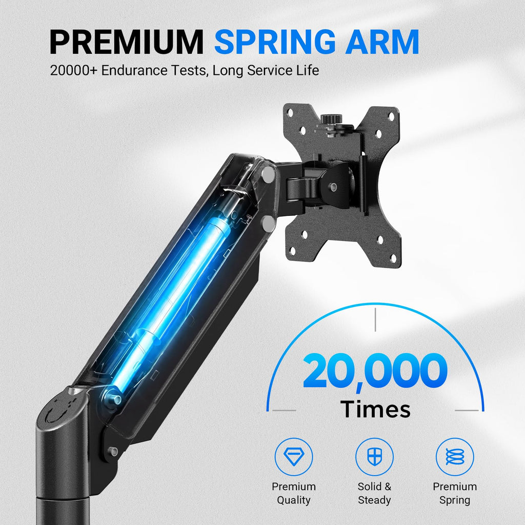 Gas Spring Monitor Arm with Full Motion Adjustment