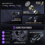 USB XLR Gaming Microphone with Boom Arm and Mute