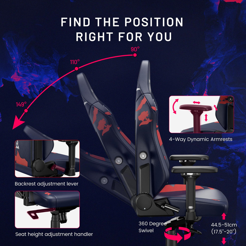 Gaming Chair with Magnetic Pillow and Lumbar Support