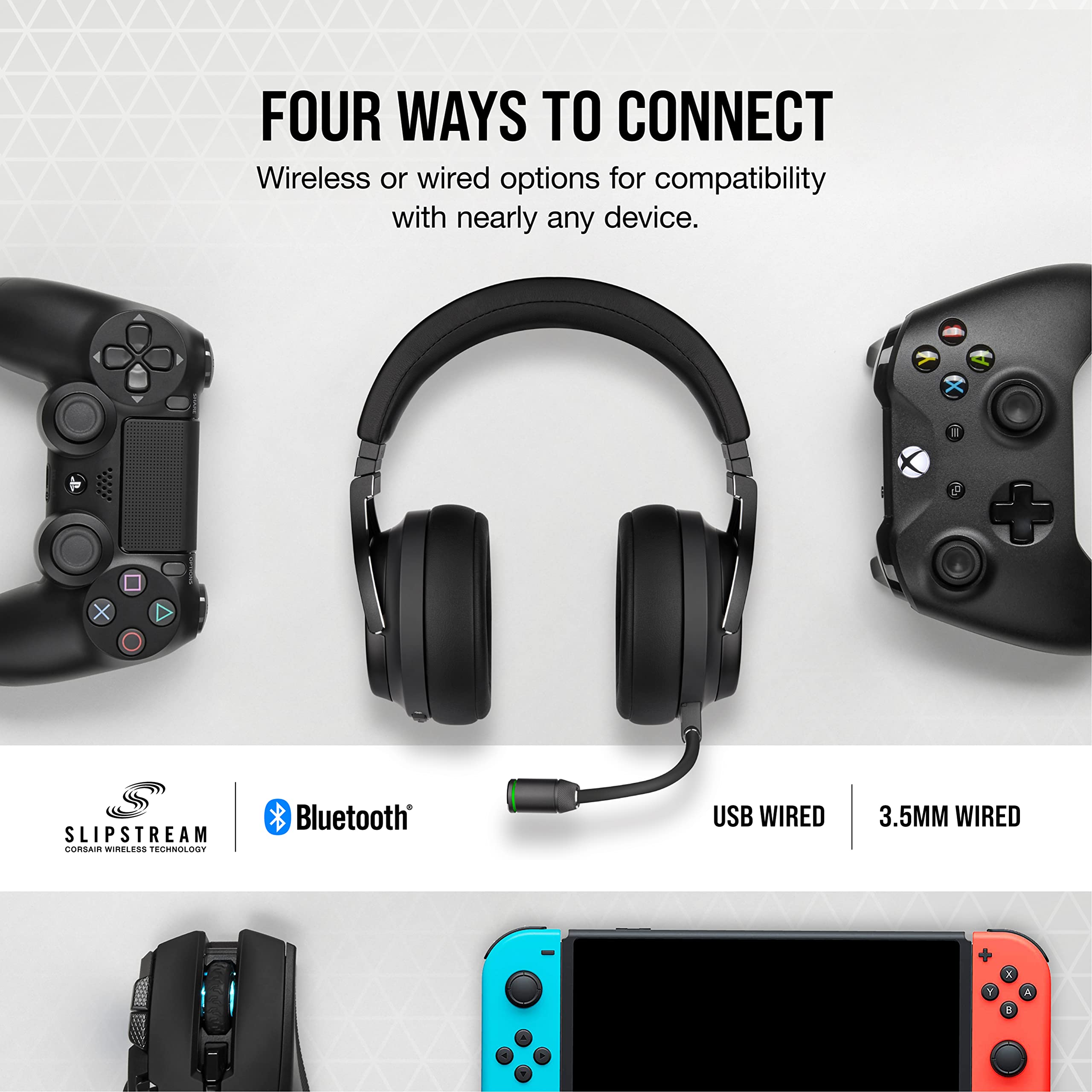 Wireless Gaming Headset with Bluetooth and RGB Audio